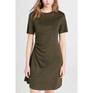 Theory Green Side Drape Short Sleeve Dress Size M